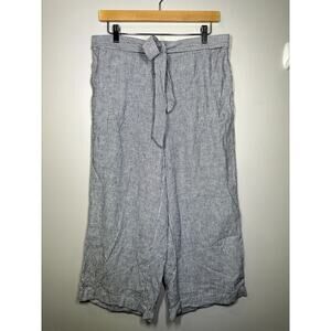 Loft Linen Blend Paper bag Waist Striped Trouser Pant, M